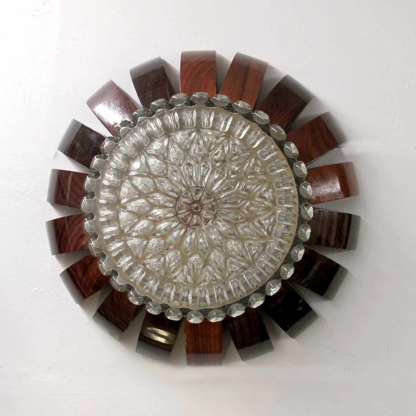 Pair of French 1960s Wall Sconces/Plafonniers with Textured Glass Shades