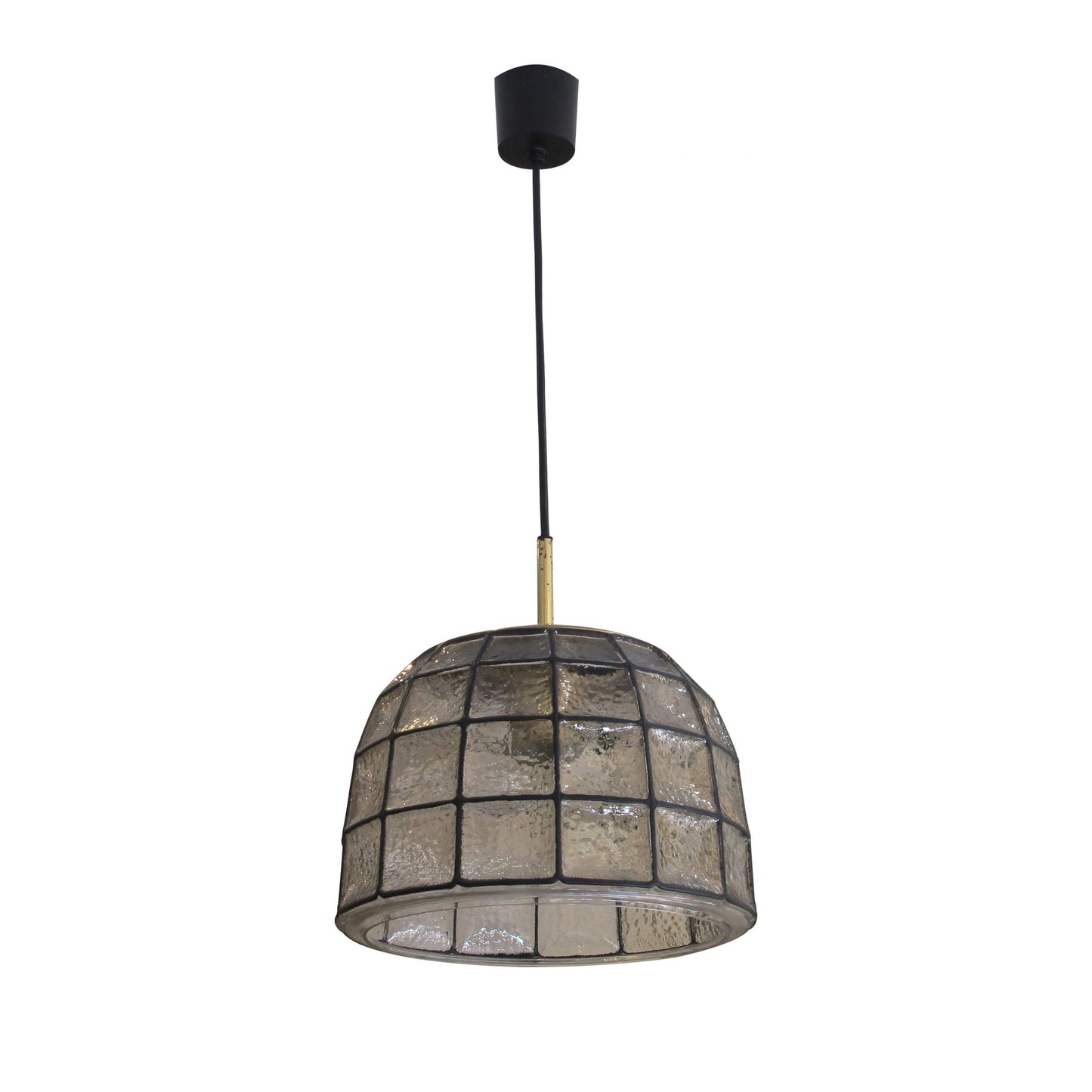 1960s German Single Large Bell-Shaped Pendant Light By Glashütte Limburg