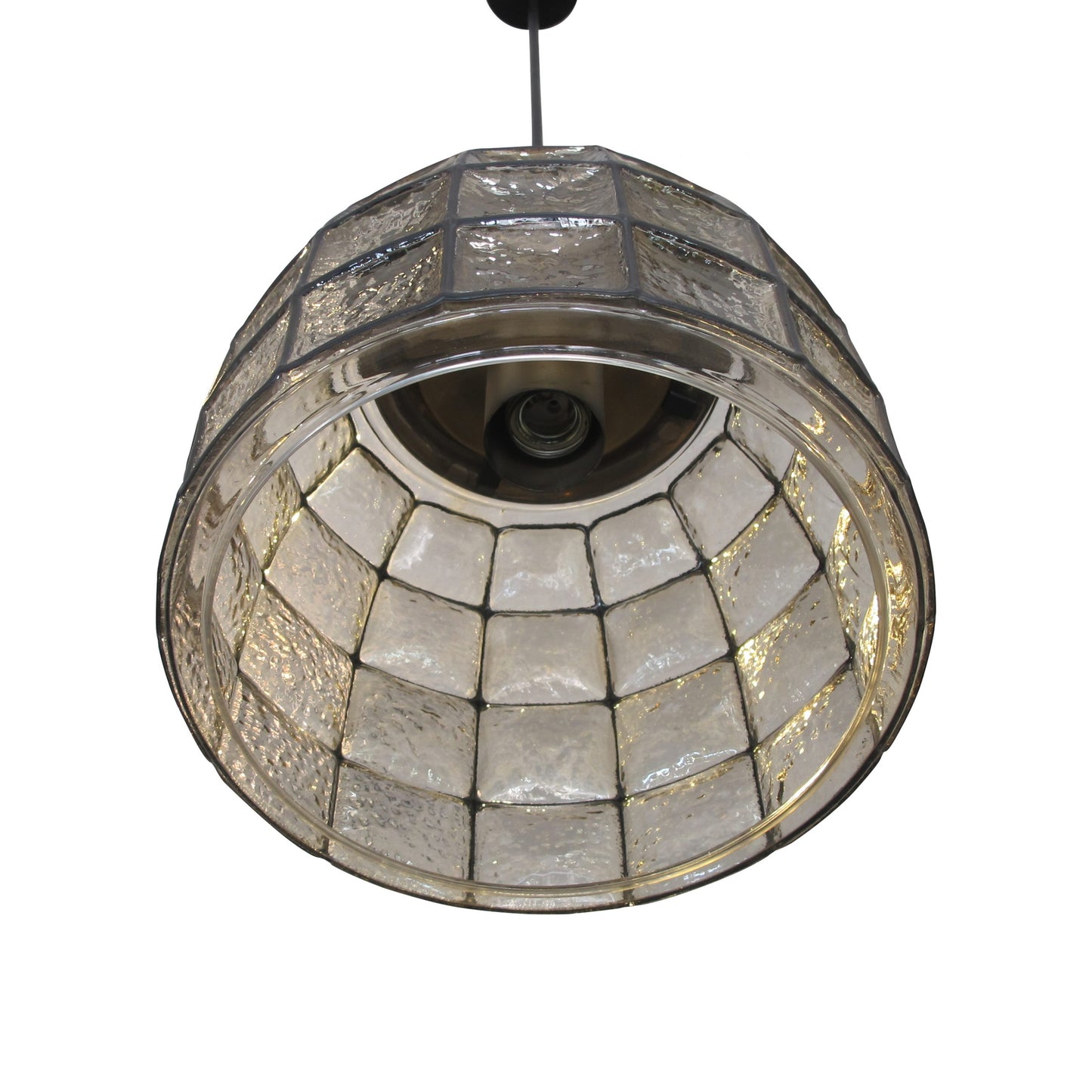 1960s German Single Large Bell-Shaped Pendant Light By Glashütte Limburg