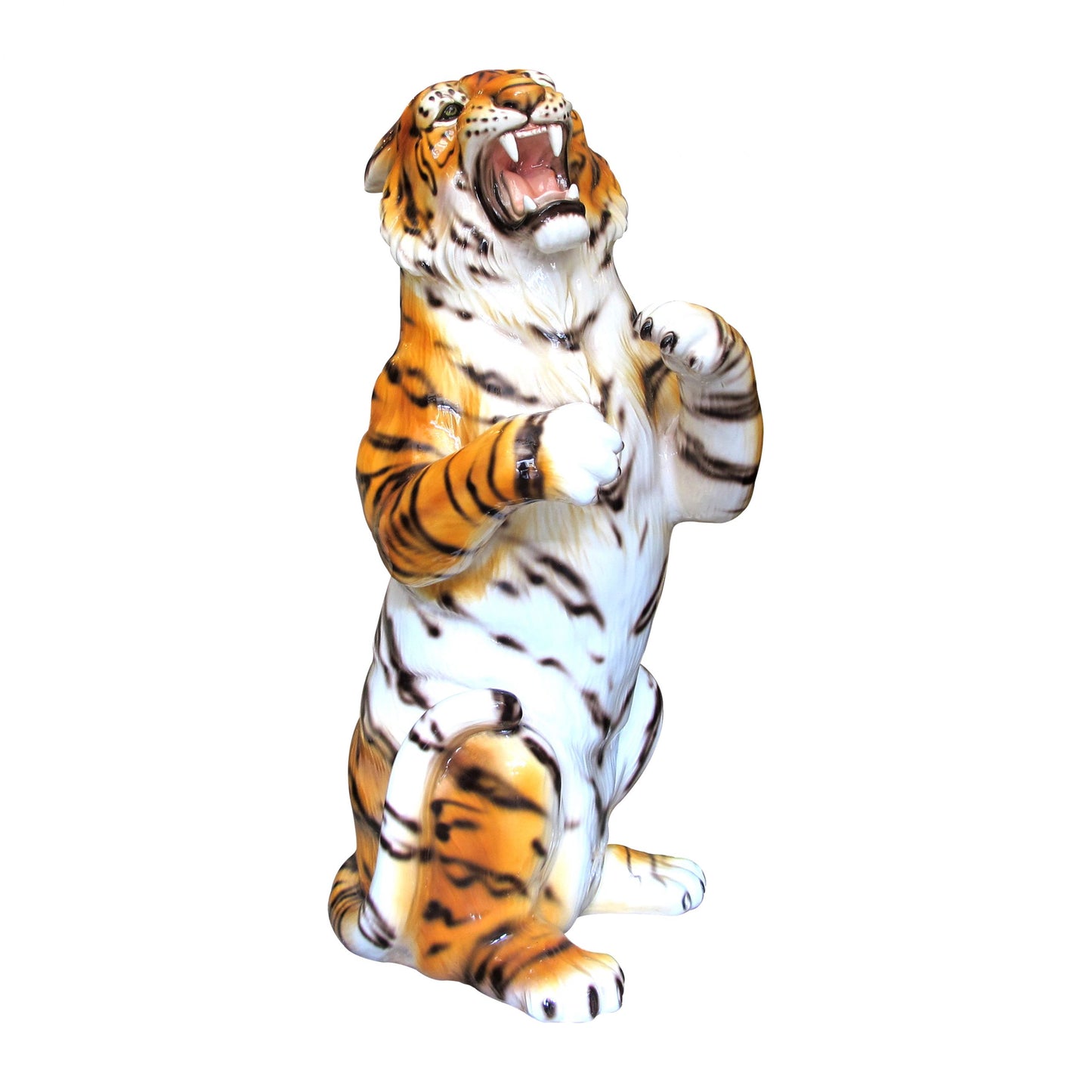 1980s Italian Large Ceramic Sculpture Of A Standing Up Tiger