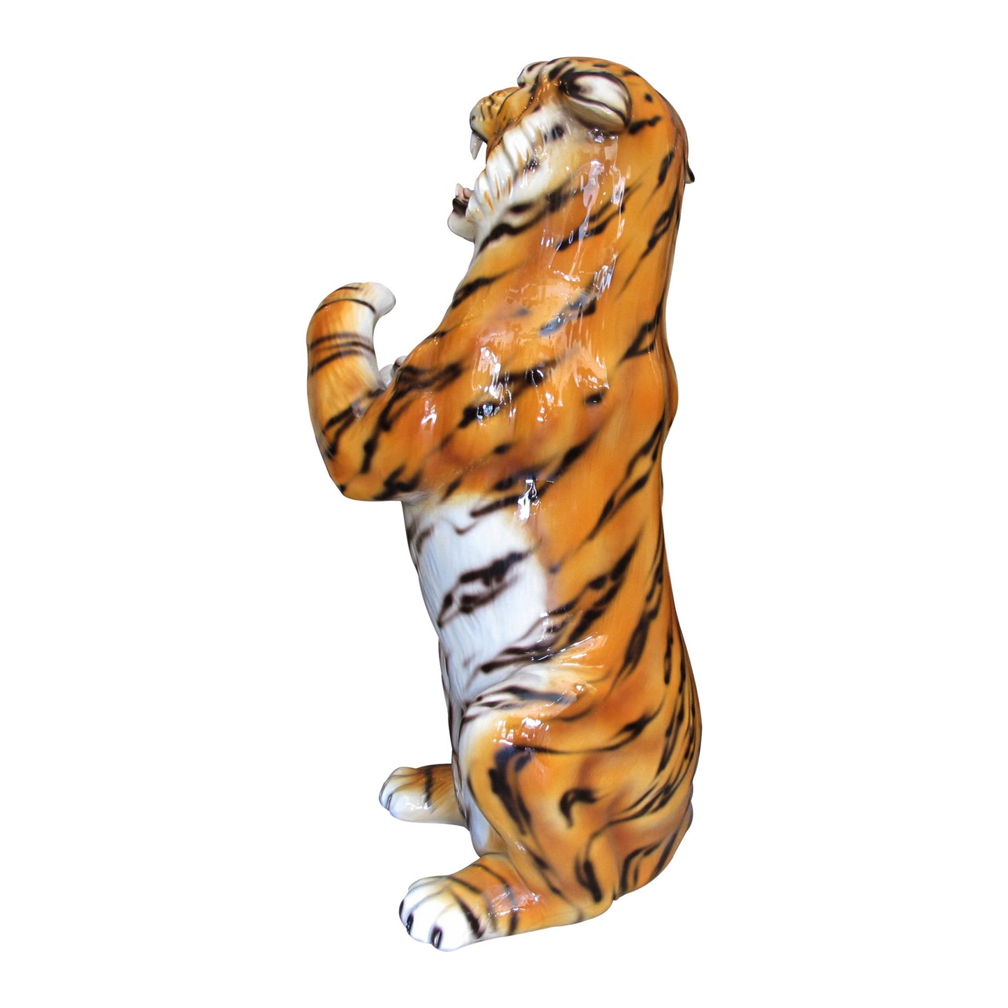 1980s Italian Large Ceramic Sculpture Of A Standing Up Tiger