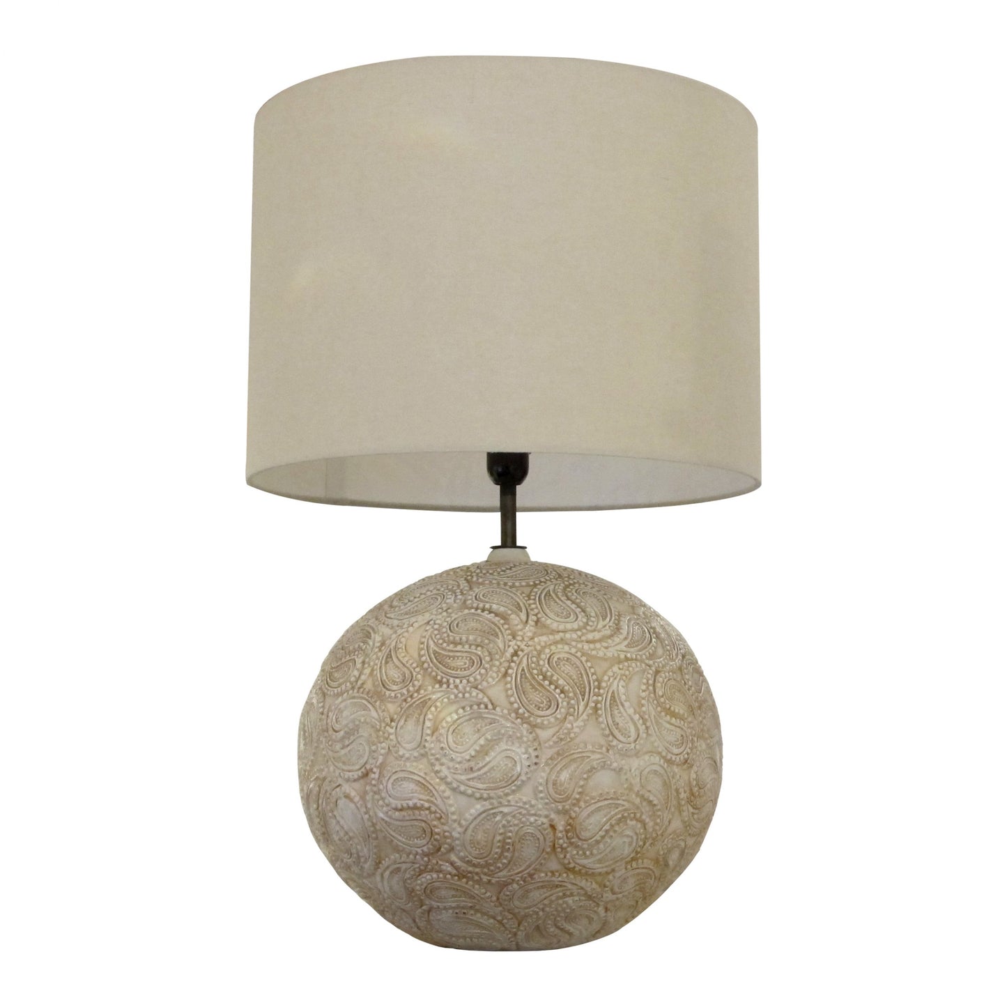 1970s English Large Ceramic Sphere Table Lamp With Paisley Pattern