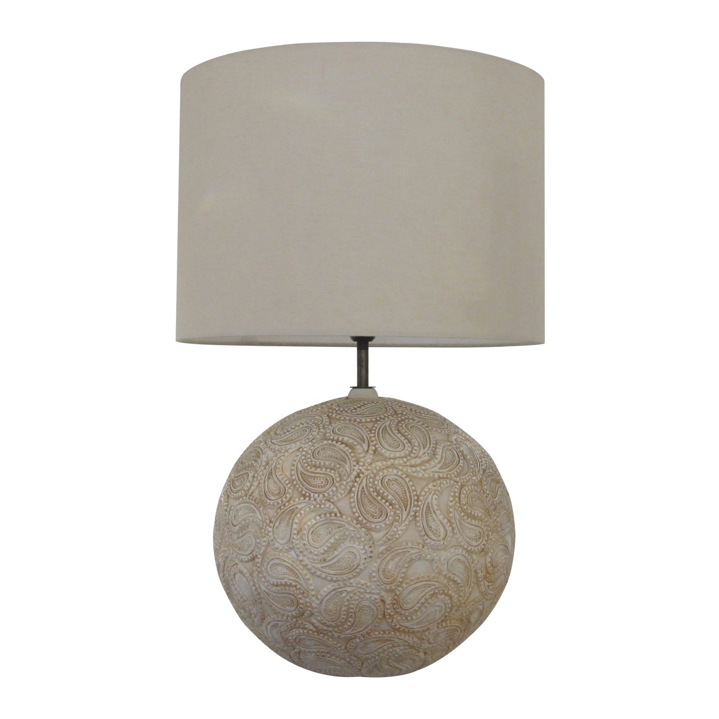 1970s English Large Ceramic Sphere Table Lamp With Paisley Pattern