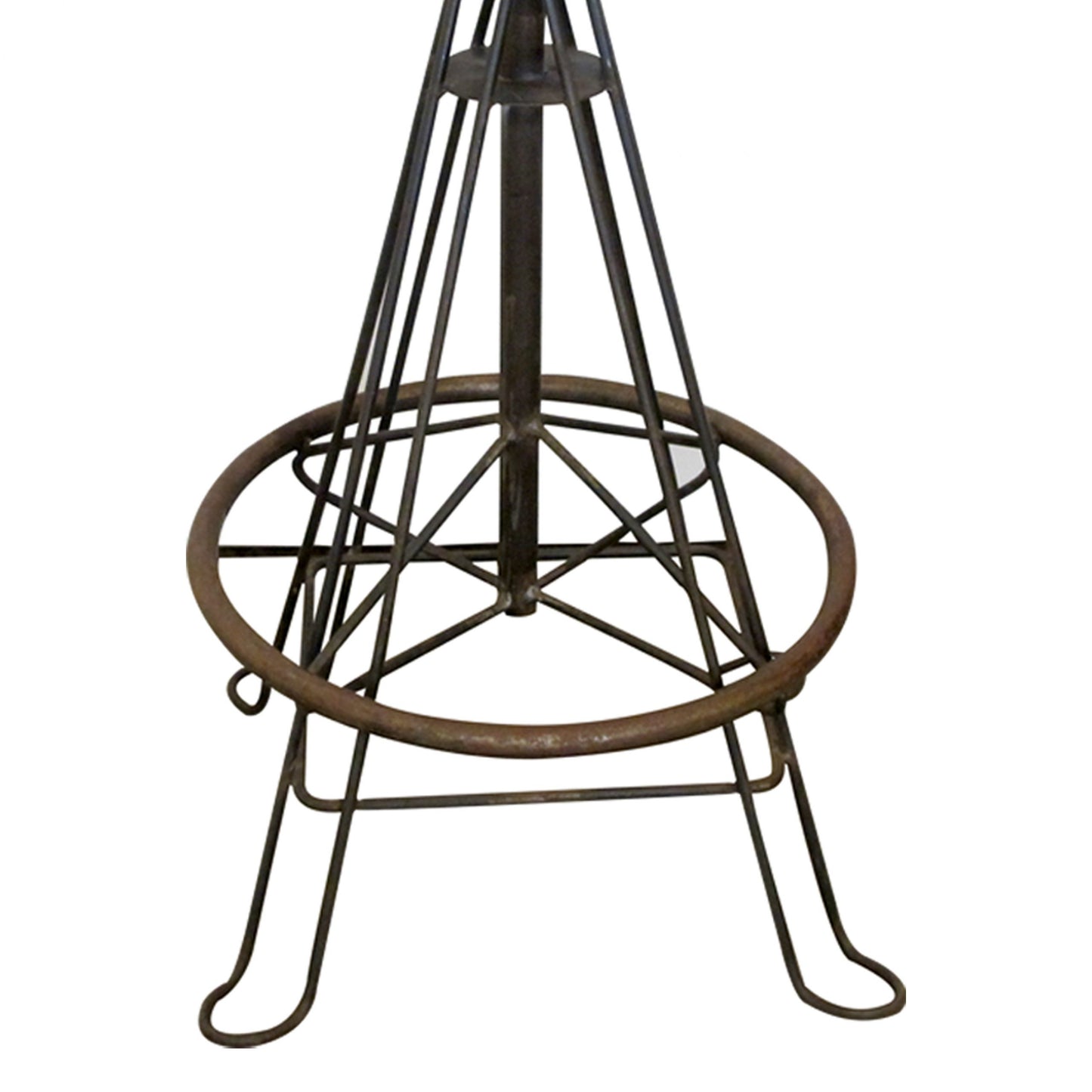 Mid-Century Spanish Set Of 6 Wrought Iron And Stitched Leather Stools