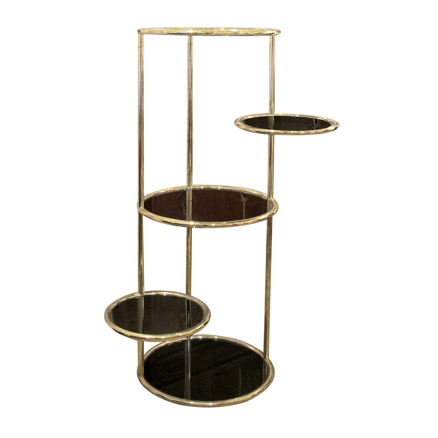 1970s Tall Circular Articulated Brass Shelving Unit, Belgian