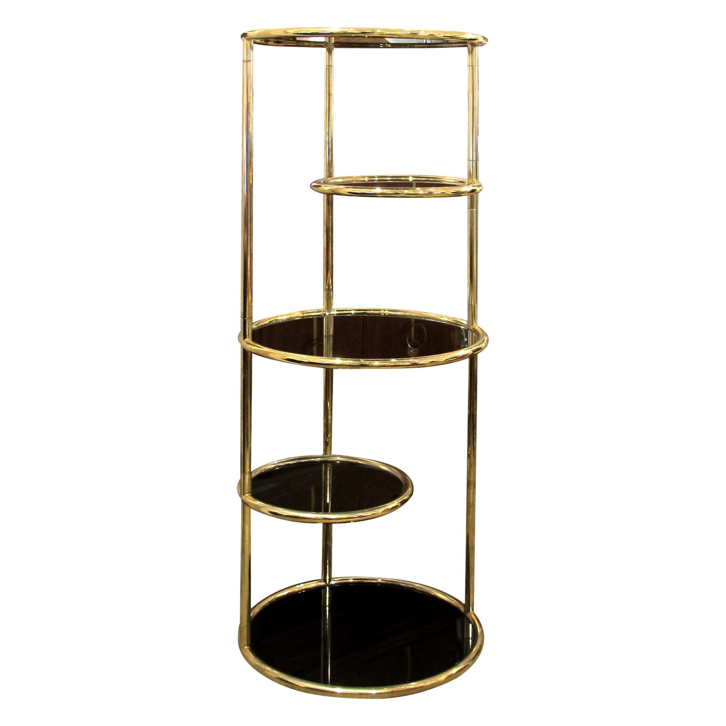 1970s Tall Circular Articulated Brass Shelving Unit, Belgian