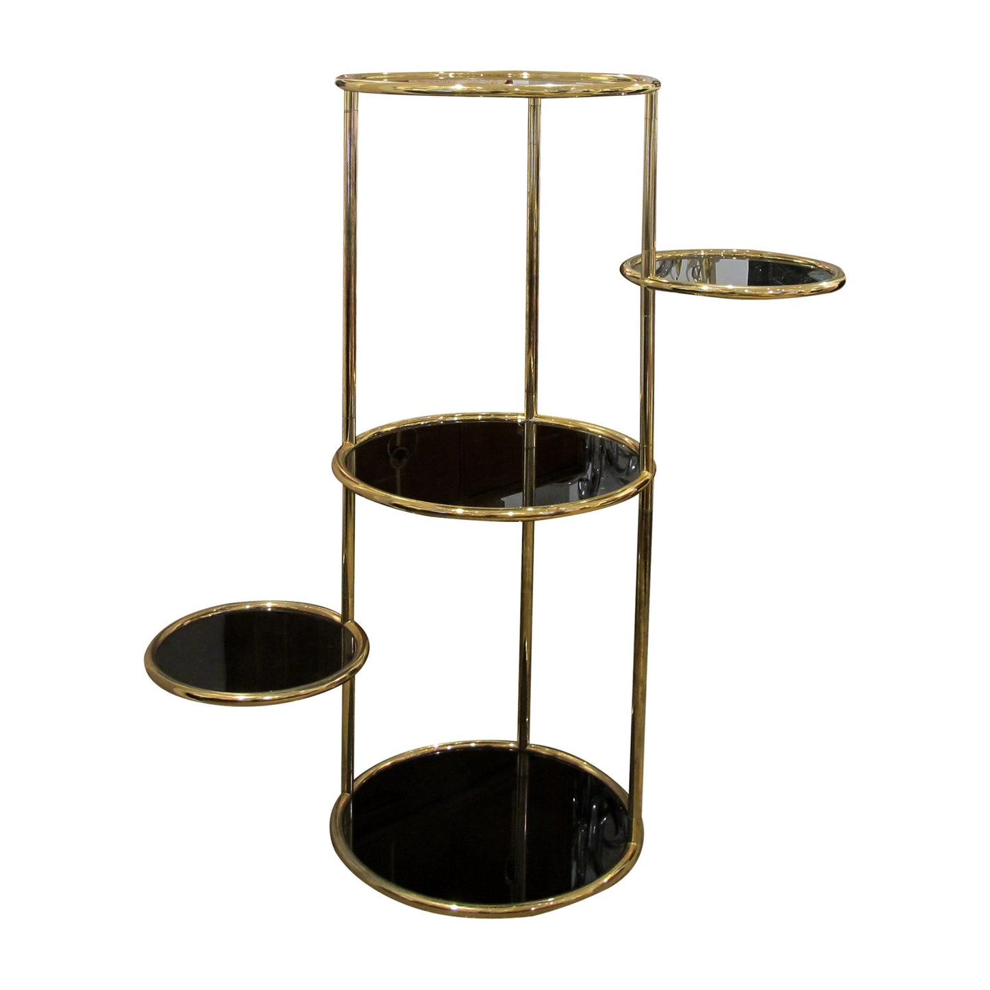 1970s Tall Circular Articulated Brass Shelving Unit, Belgian