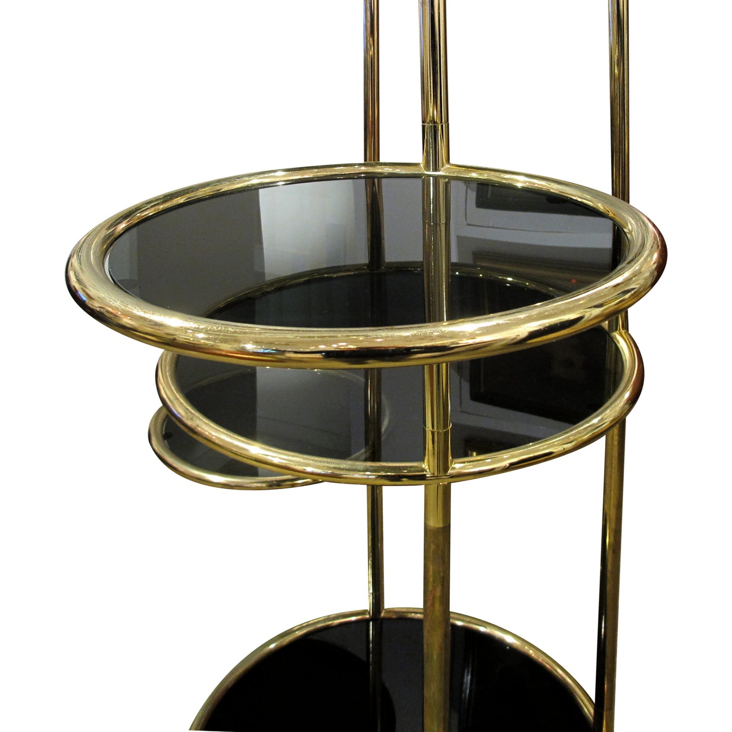 1970s Tall Circular Articulated Brass Shelving Unit, Belgian