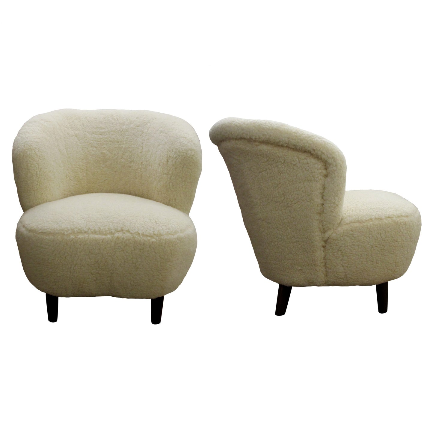 1940’s Finish Pair Of Lounge Armchairs Upholstered With A Lamb Mix Fabric