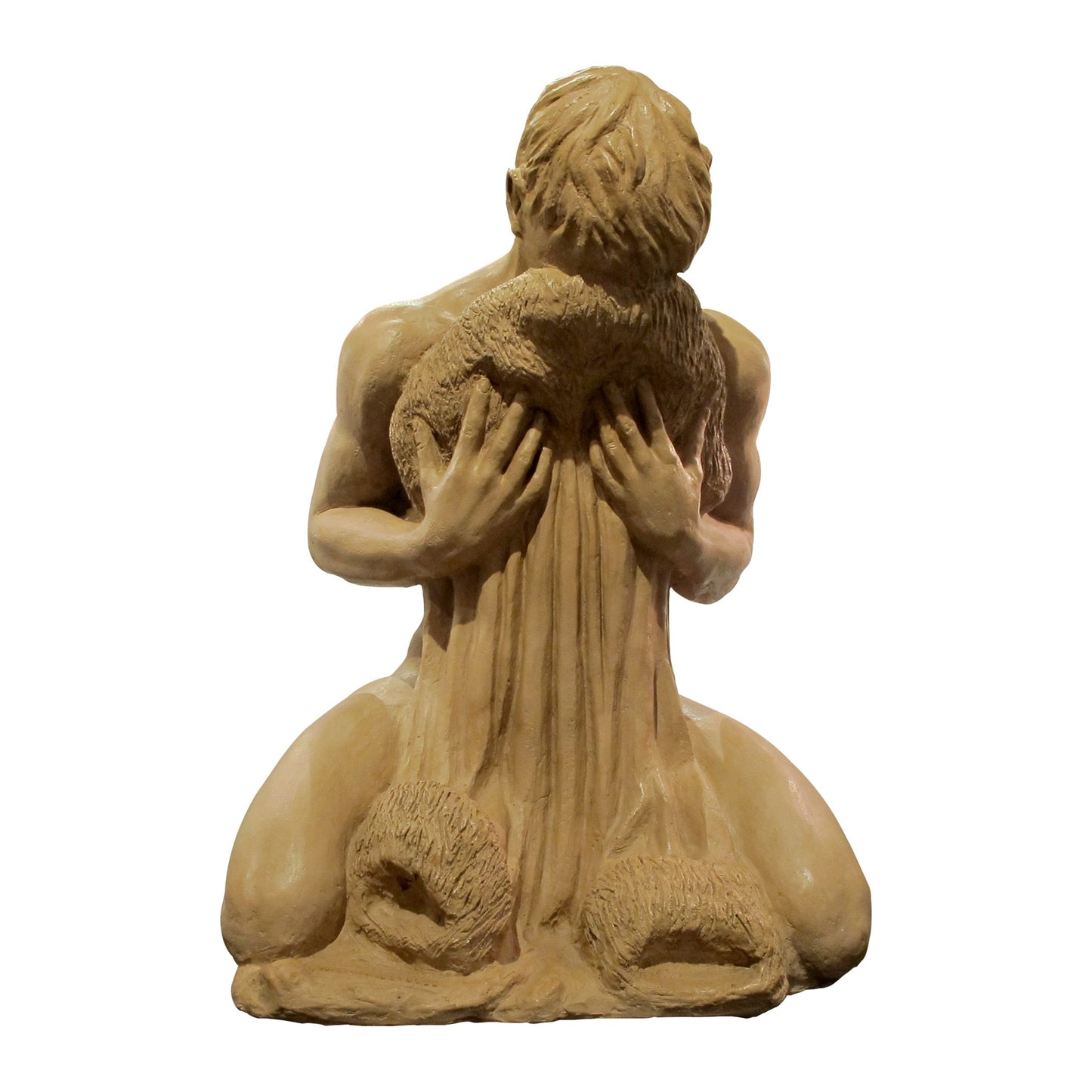 1950s French Terracotta Sculpture Of A Nude Man Kneeling