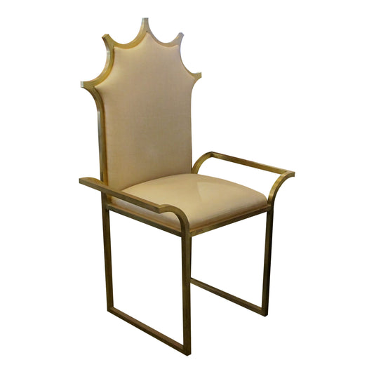 1980s French Occasional Throne Chair with Metallic Gold Frame