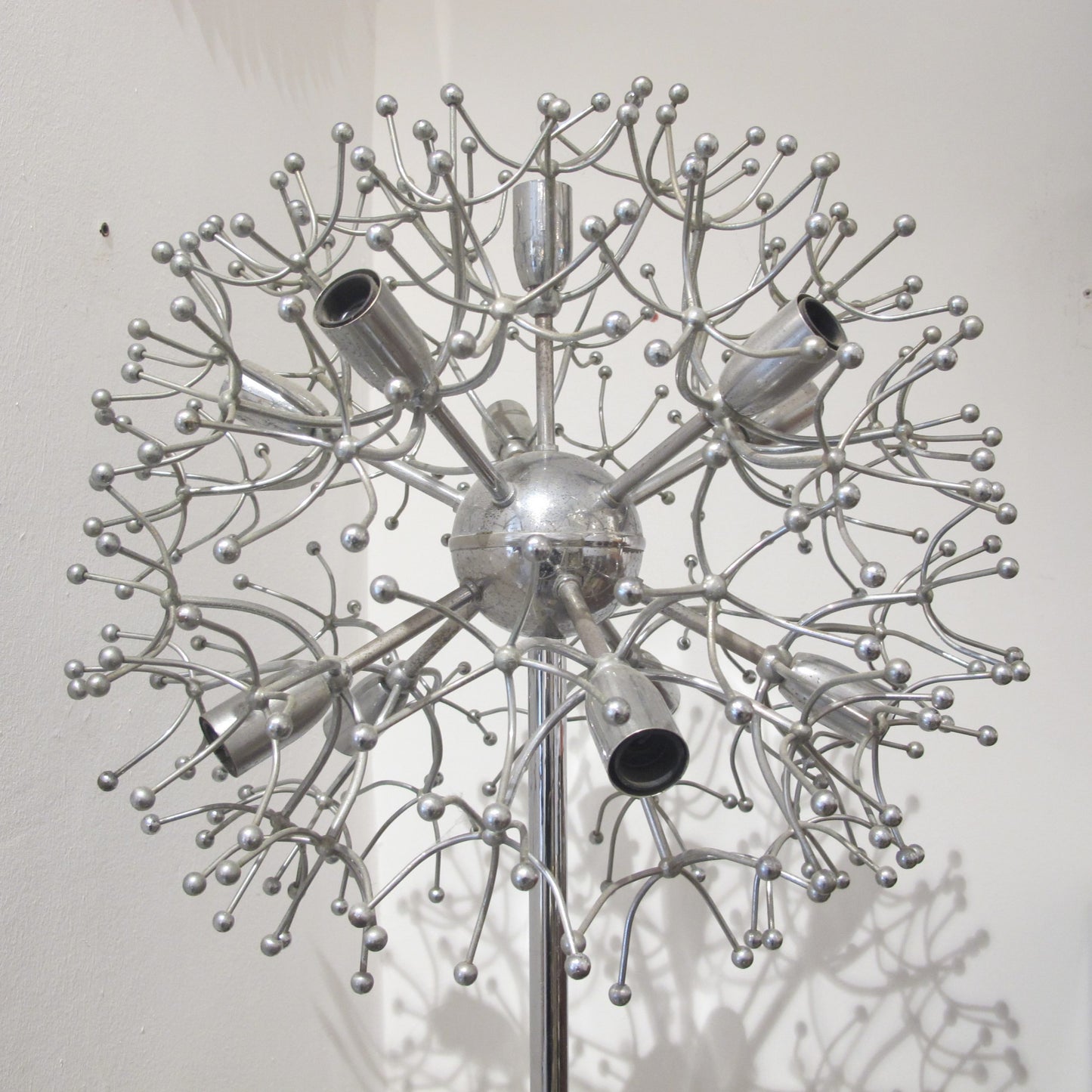 1970s Italian Large Chrome “Sputnik” Floor Lamp by Gaetano Scolari