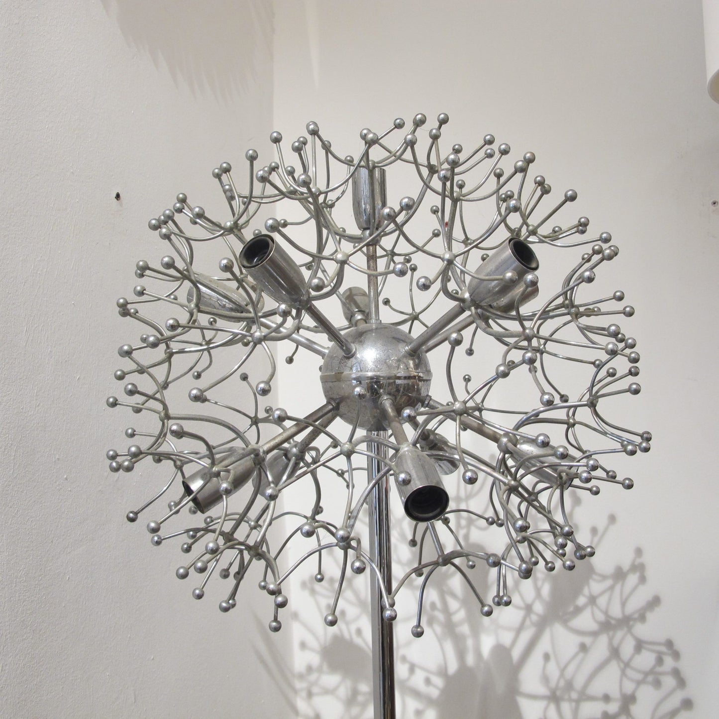 1970s Italian Large Chrome “Sputnik” Floor Lamp by Gaetano Scolari