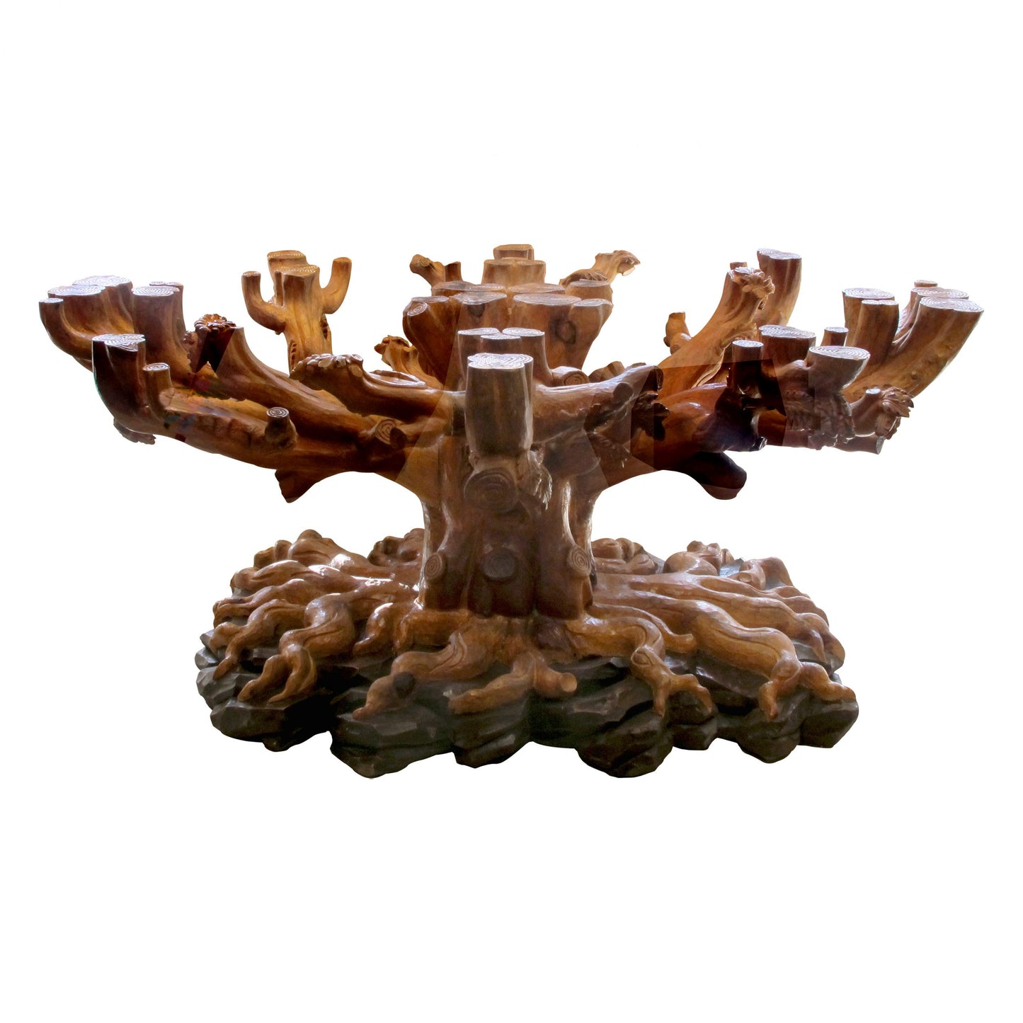 1960s Italian Hand-Carved Tree Shaped Large Dining/Centre Table Base by Bartolozzi e Maioli