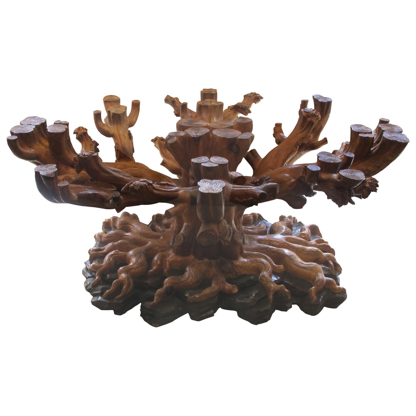 1960s Italian Hand-Carved Tree Shaped Large Dining/Centre Table Base by Bartolozzi e Maioli