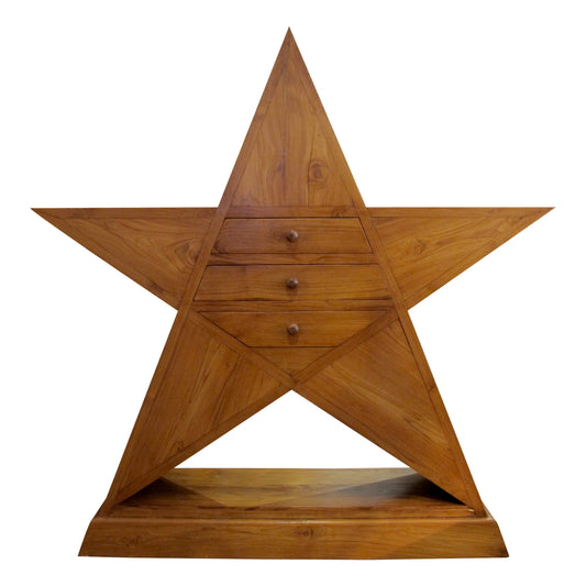 1960s English Unique Star-Shaped Walnut Chest of Drawers