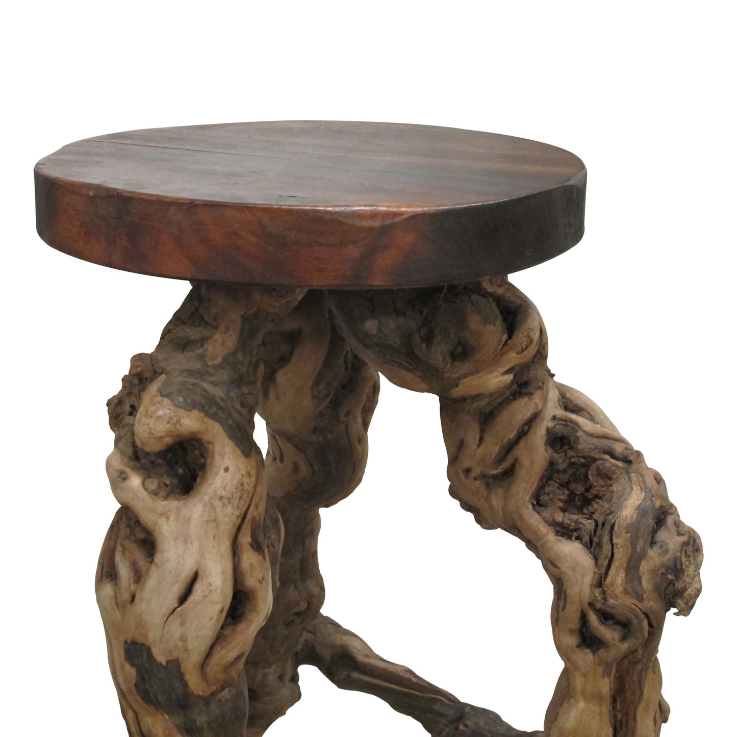 1950s French, Set Of 3 Twisted Grape-vine Roots Bar Stools