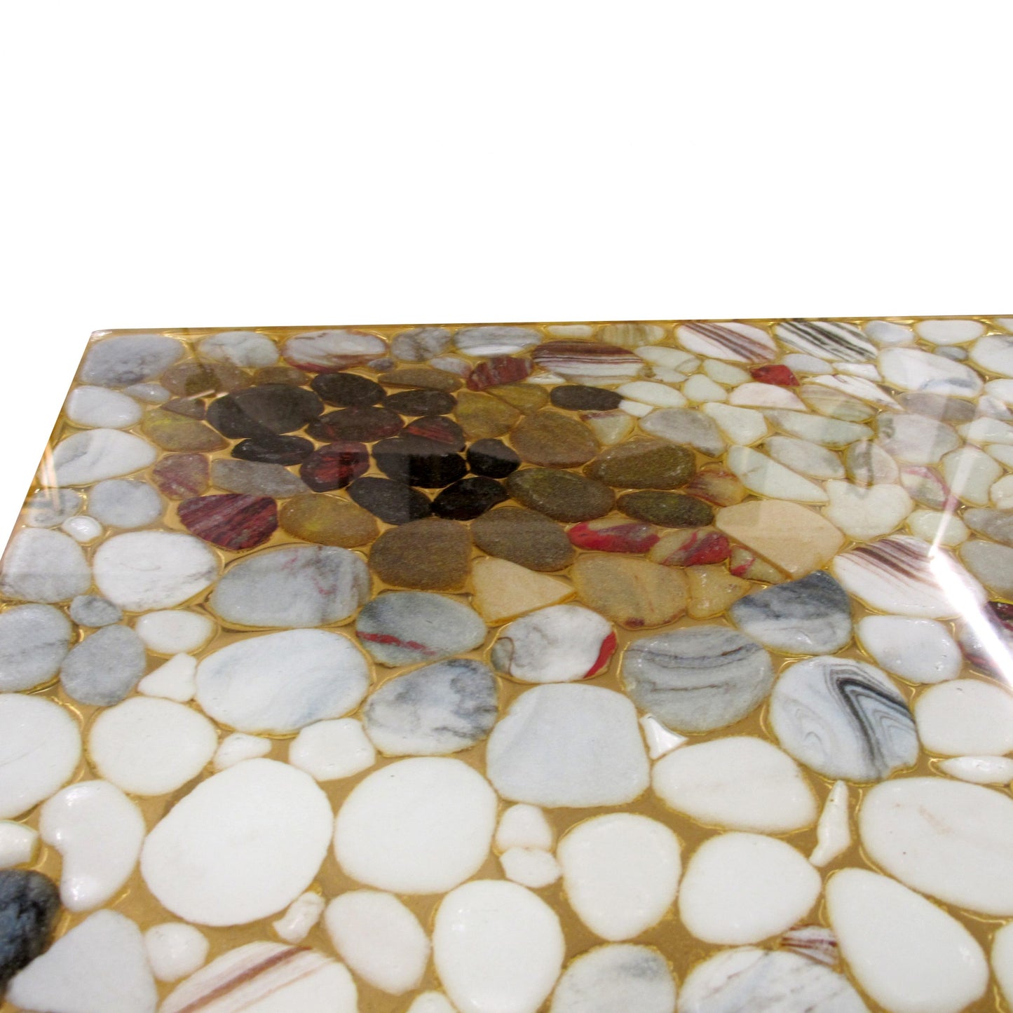 Scandinavian 1970s Coffee Table With Natural Stone and Acrylic Top