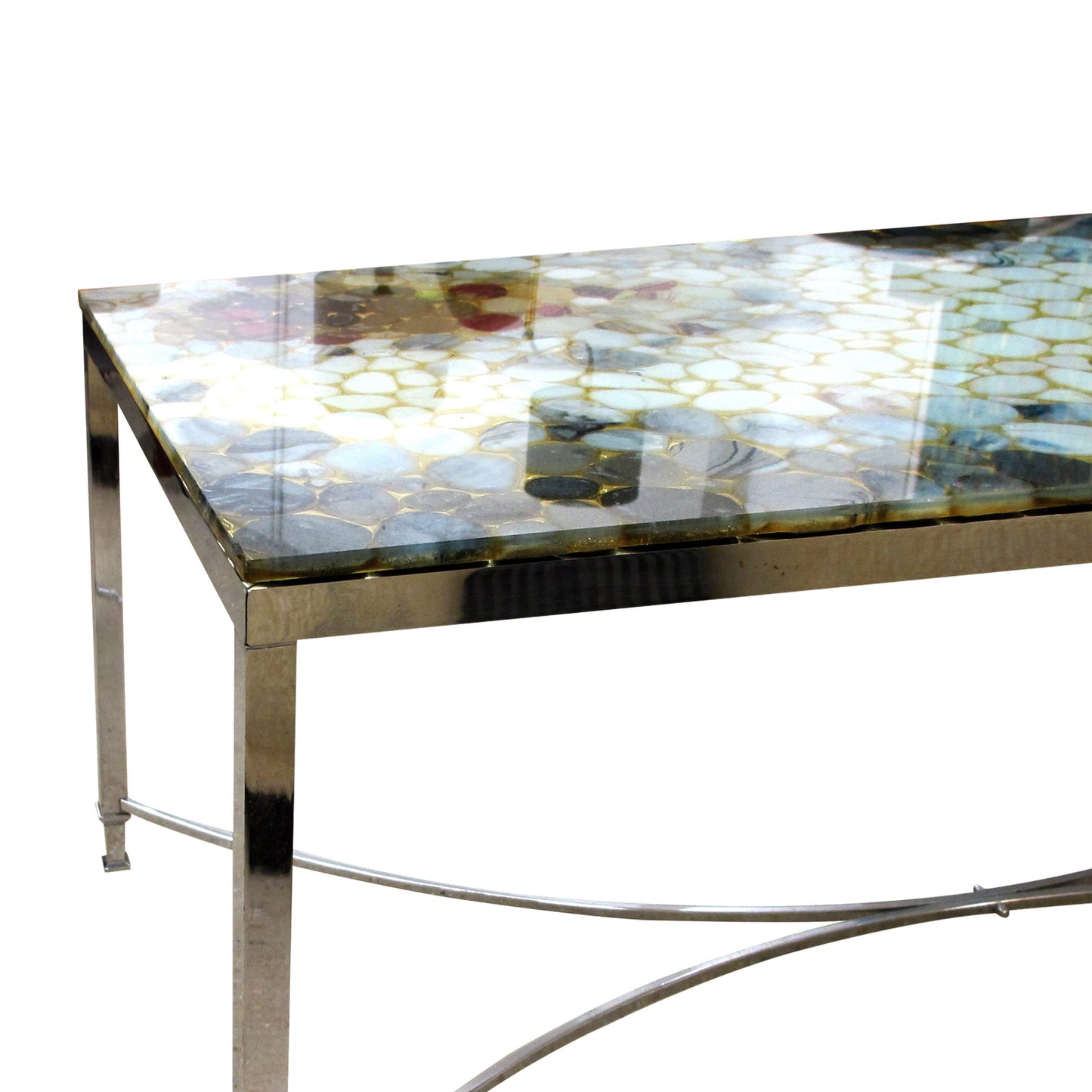 Scandinavian 1970s Coffee Table With Natural Stone and Acrylic Top