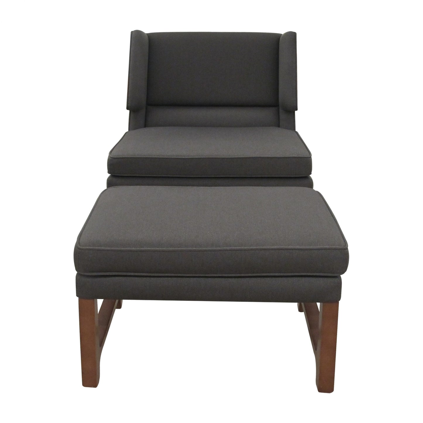 English Modern Large Wingback Armchair with its Matching Stool