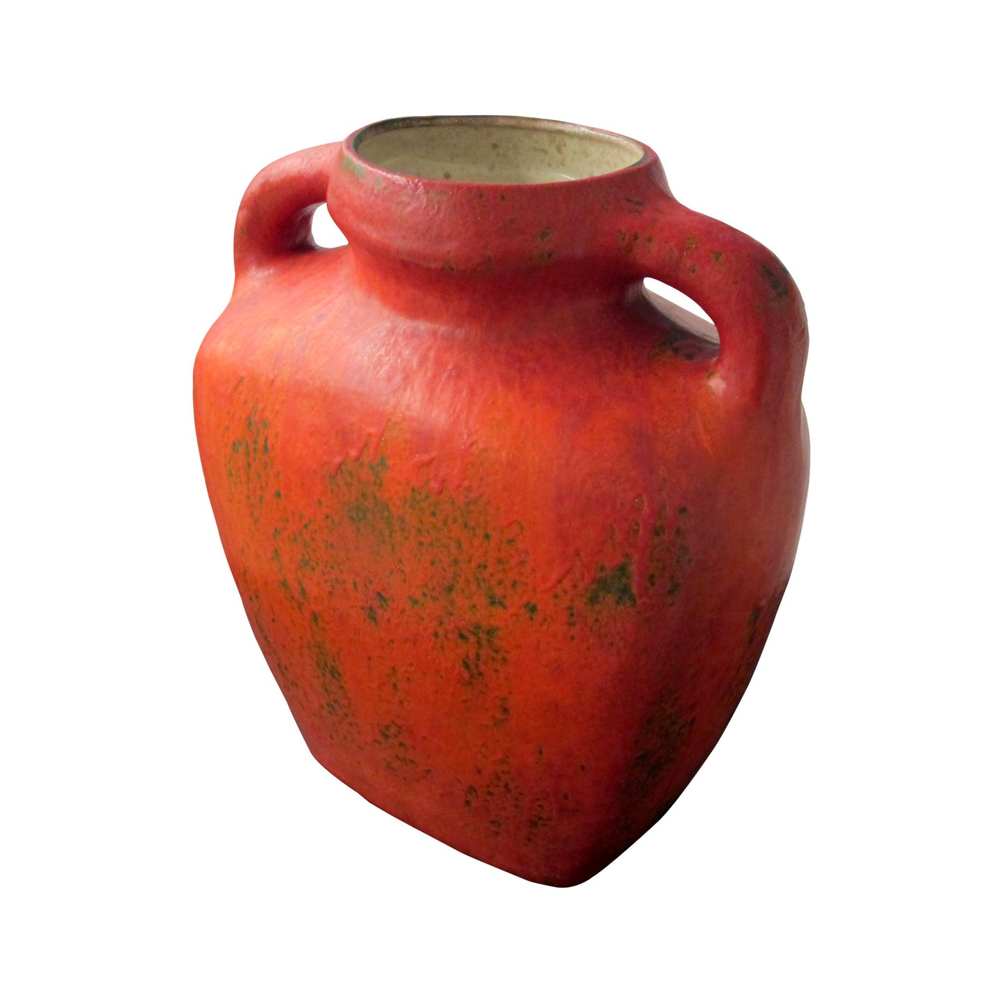 German Mid-century Large Red Textured Glaze Ceramic Vase