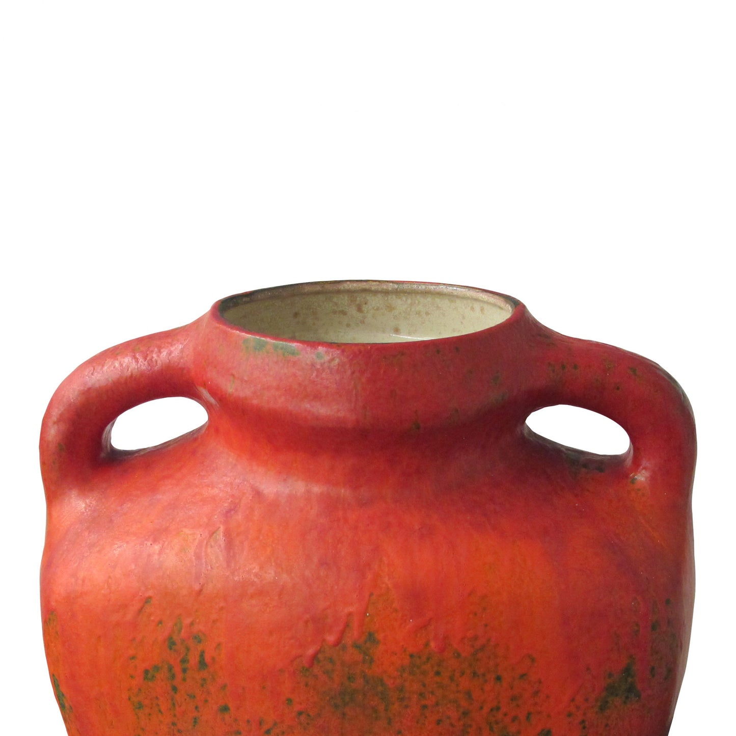 German Mid-century Large Red Textured Glaze Ceramic Vase