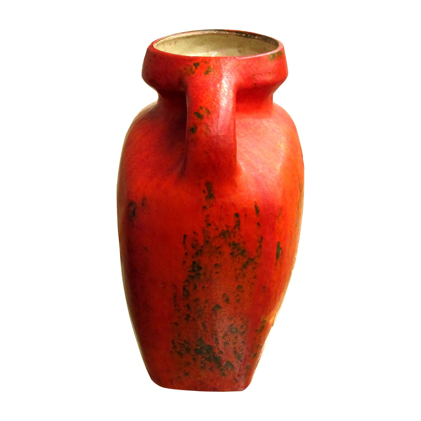 German Mid-century Large Red Textured Glaze Ceramic Vase