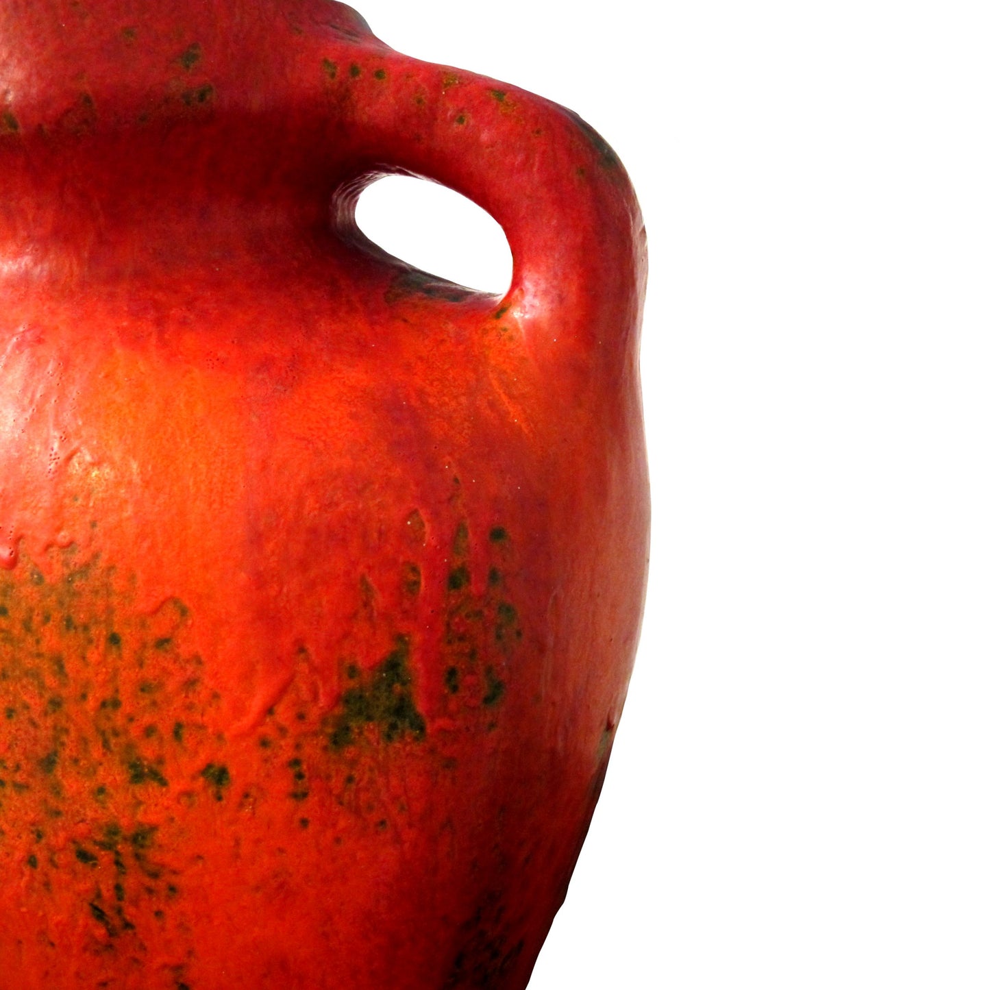 German Mid-century Large Red Textured Glaze Ceramic Vase