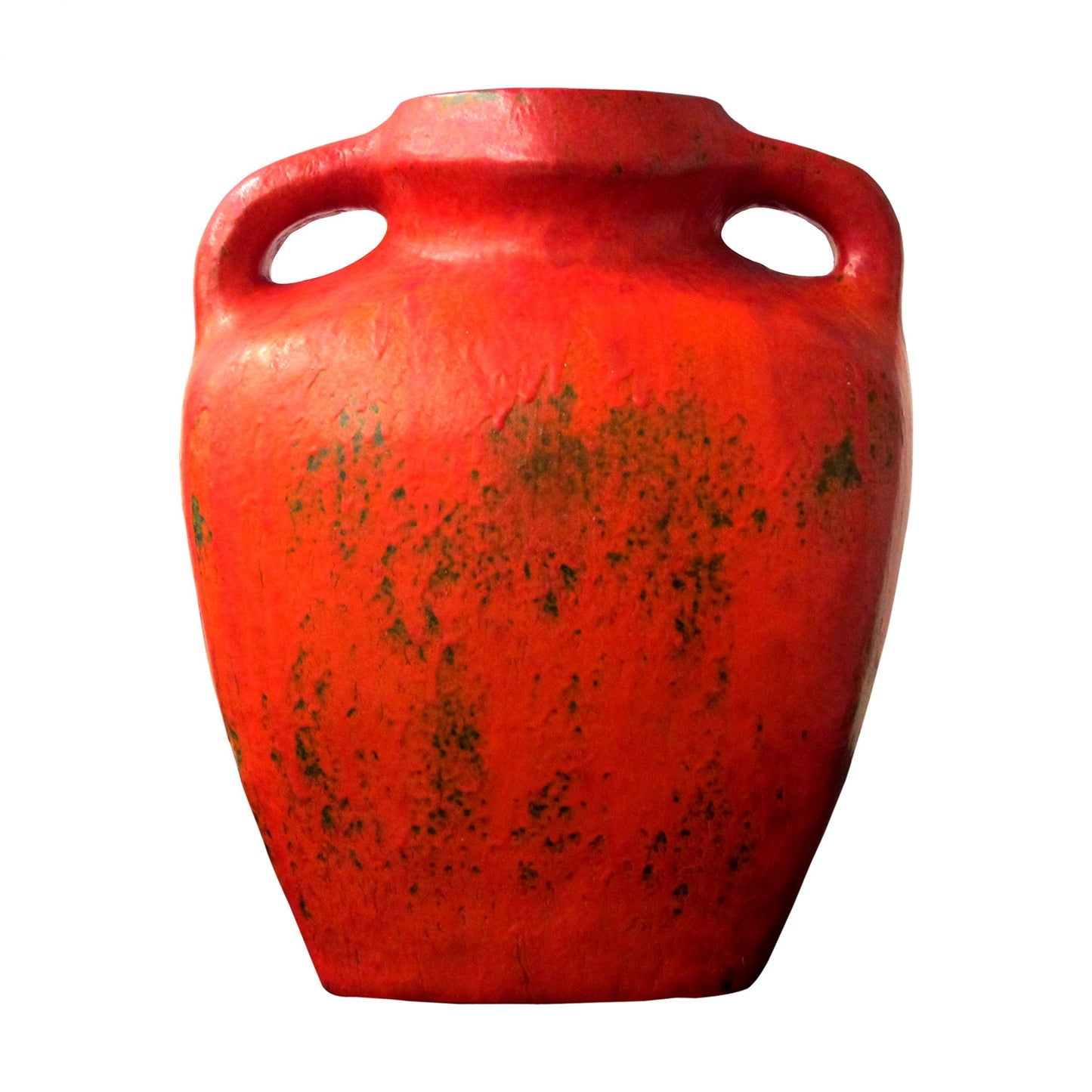 German Mid-century Large Red Textured Glaze Ceramic Vase