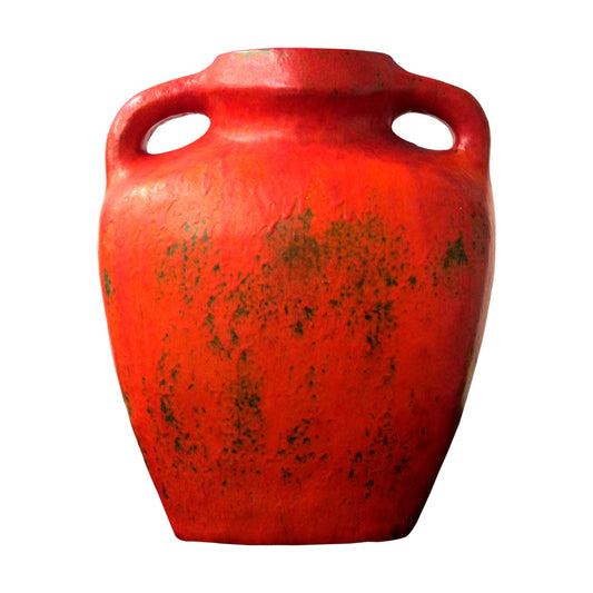 German Mid-century Large Red Textured Glaze Ceramic Vase