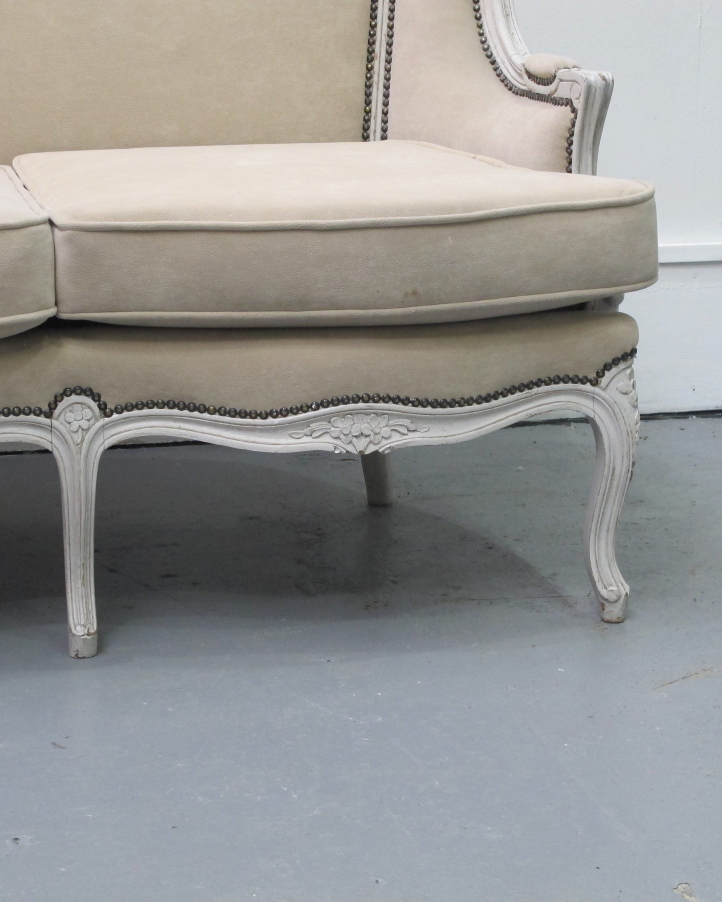 Early 20th Century French Three Seater Sofa, Louis XV Style With Painted Frame