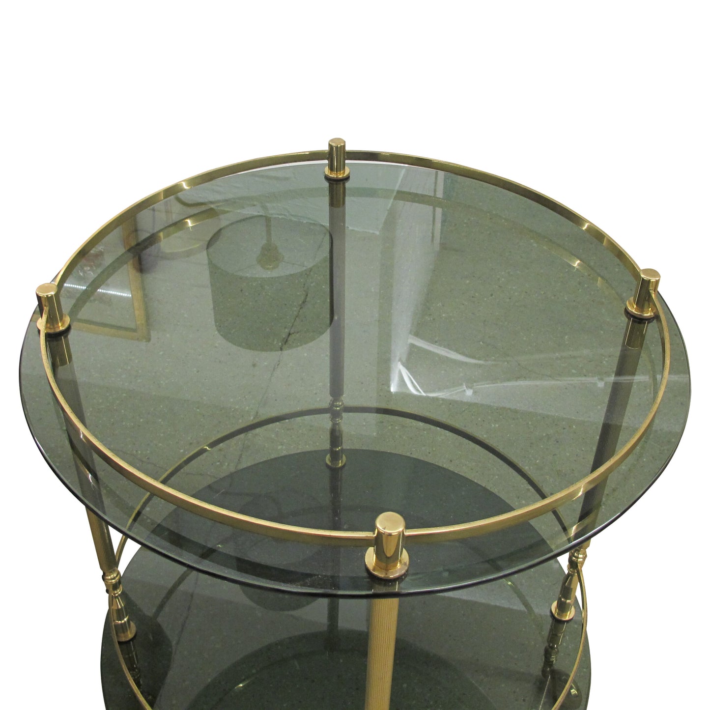 1960s Italian Two Tiers Brass and Smoked Glass Bar Cart