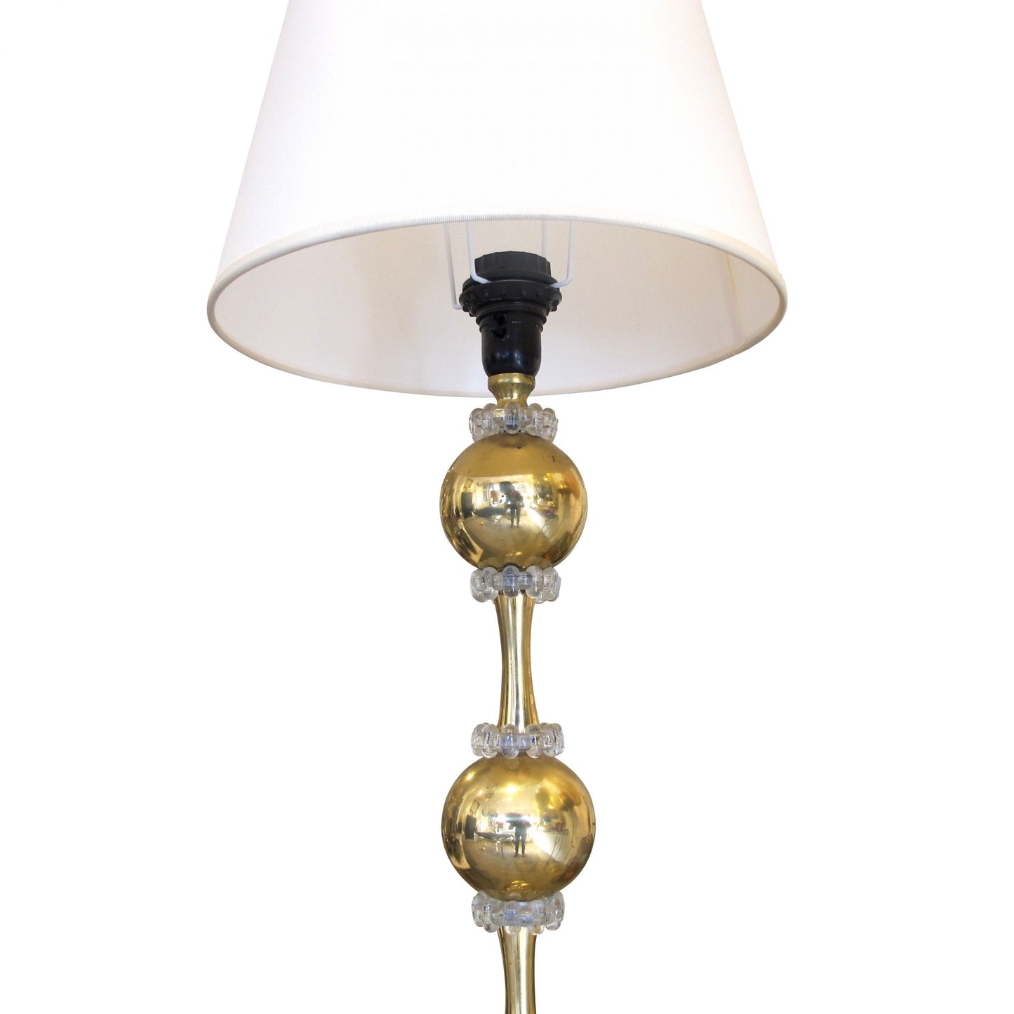 Swedish 1960s Pair of Tall Brass and Glass Bulbous Floor Lamps