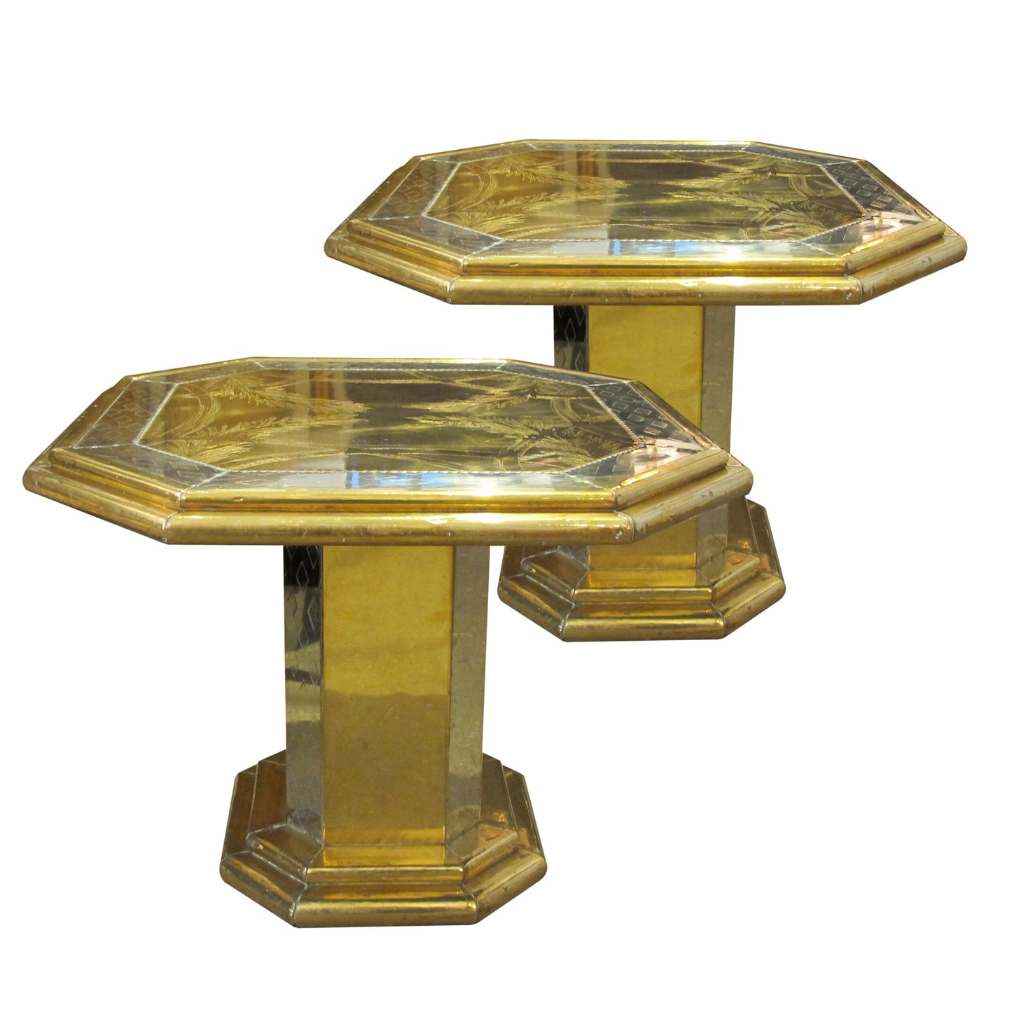 1970s Pair of Brass Side Table Signed Harry Snören, Sweden