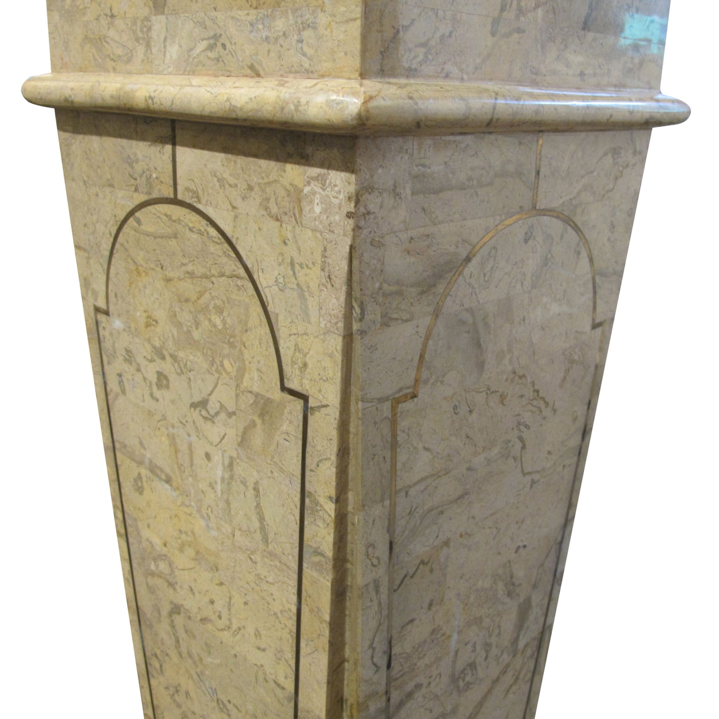 Pair of Tall Tessellated Marble Columns-Pedestals by Maitland Smith, Mid-Century