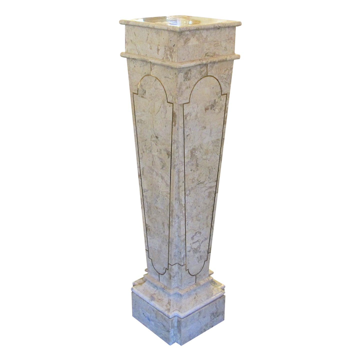 Pair of Tall Tessellated Marble Columns-Pedestals by Maitland Smith, Mid-Century