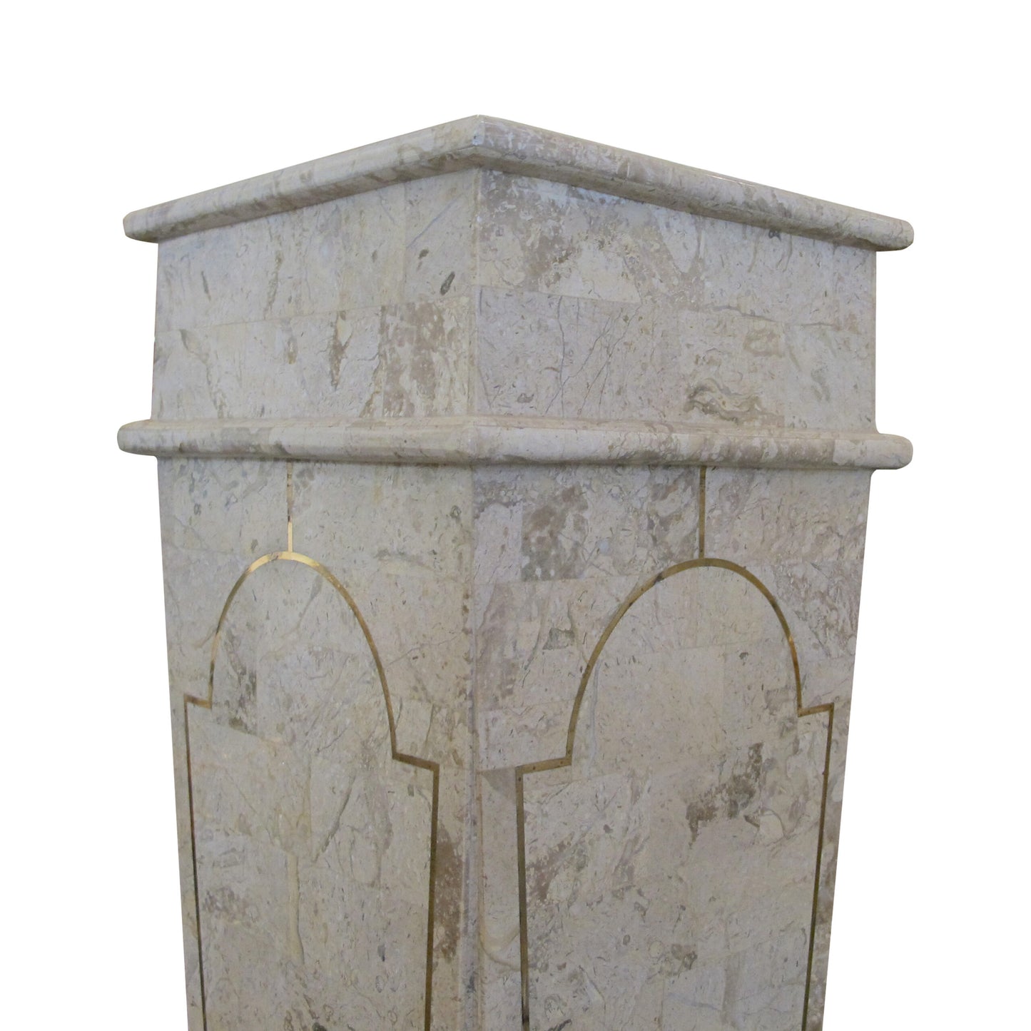 Pair of Tall Tessellated Marble Columns-Pedestals by Maitland Smith, Mid-Century