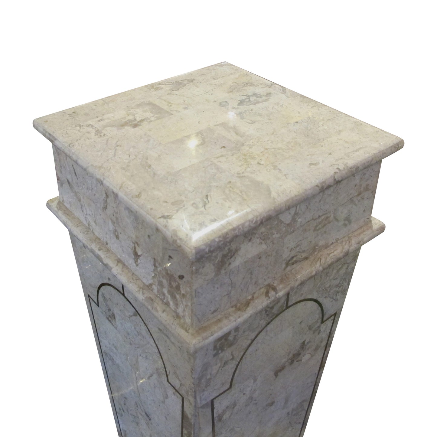 Pair of Tall Tessellated Marble Columns-Pedestals by Maitland Smith, Mid-Century