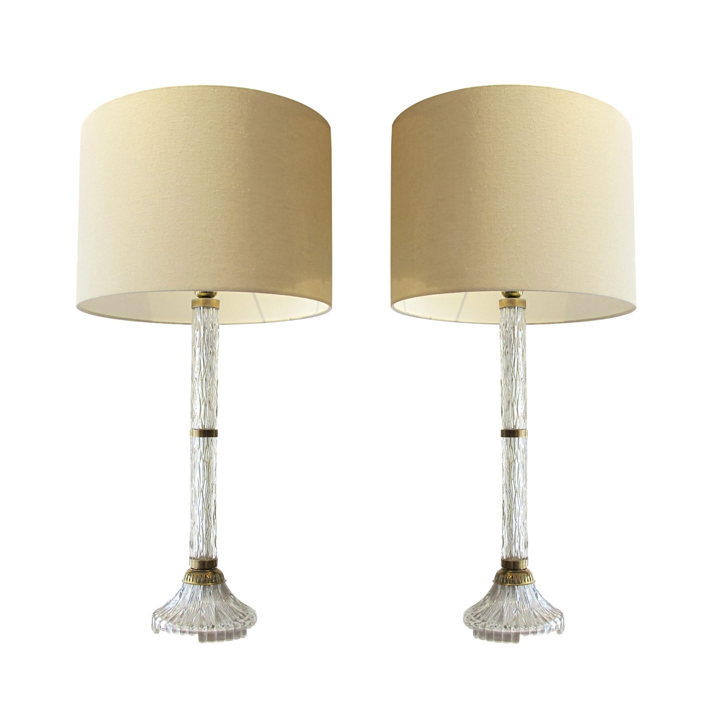 Mid-Century Pair of Glass and brass Table Lamps, 1960s German