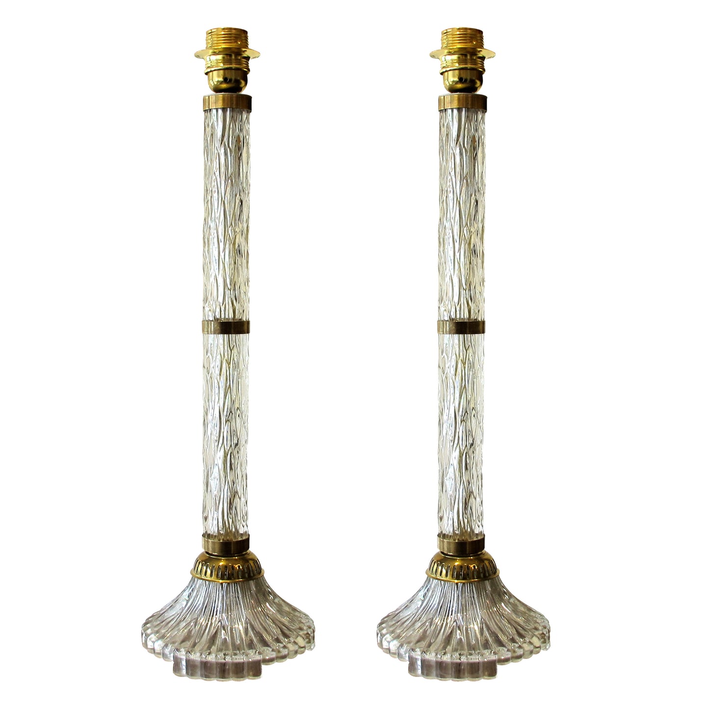 Mid-Century Pair of Glass and brass Table Lamps, 1960s German