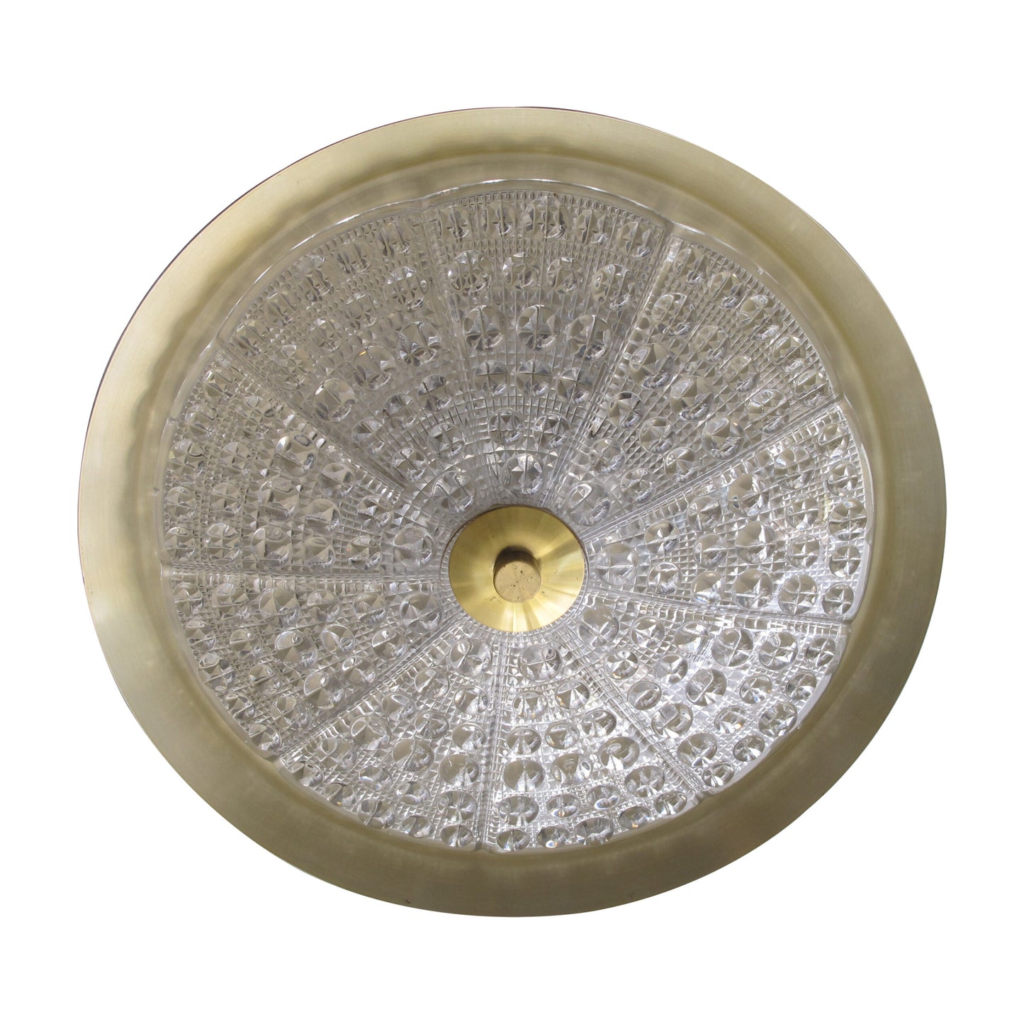 1960s Swedish Brass and Glass Ceiling Light with Moulded Glass