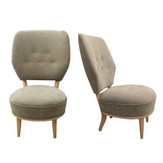 His and Hers Pair of Easy Chairs Newly Upholstered, 1950s Swedish