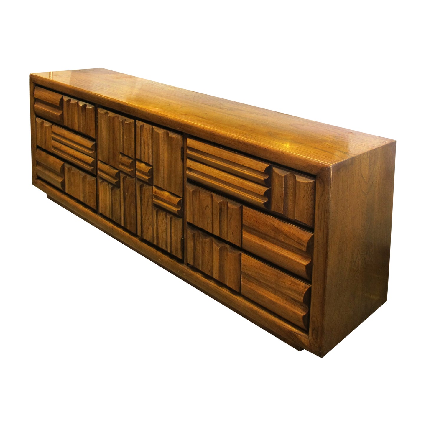 1960s Large “Brutalist” Walnut Sideboard/Credenza By Lane, American