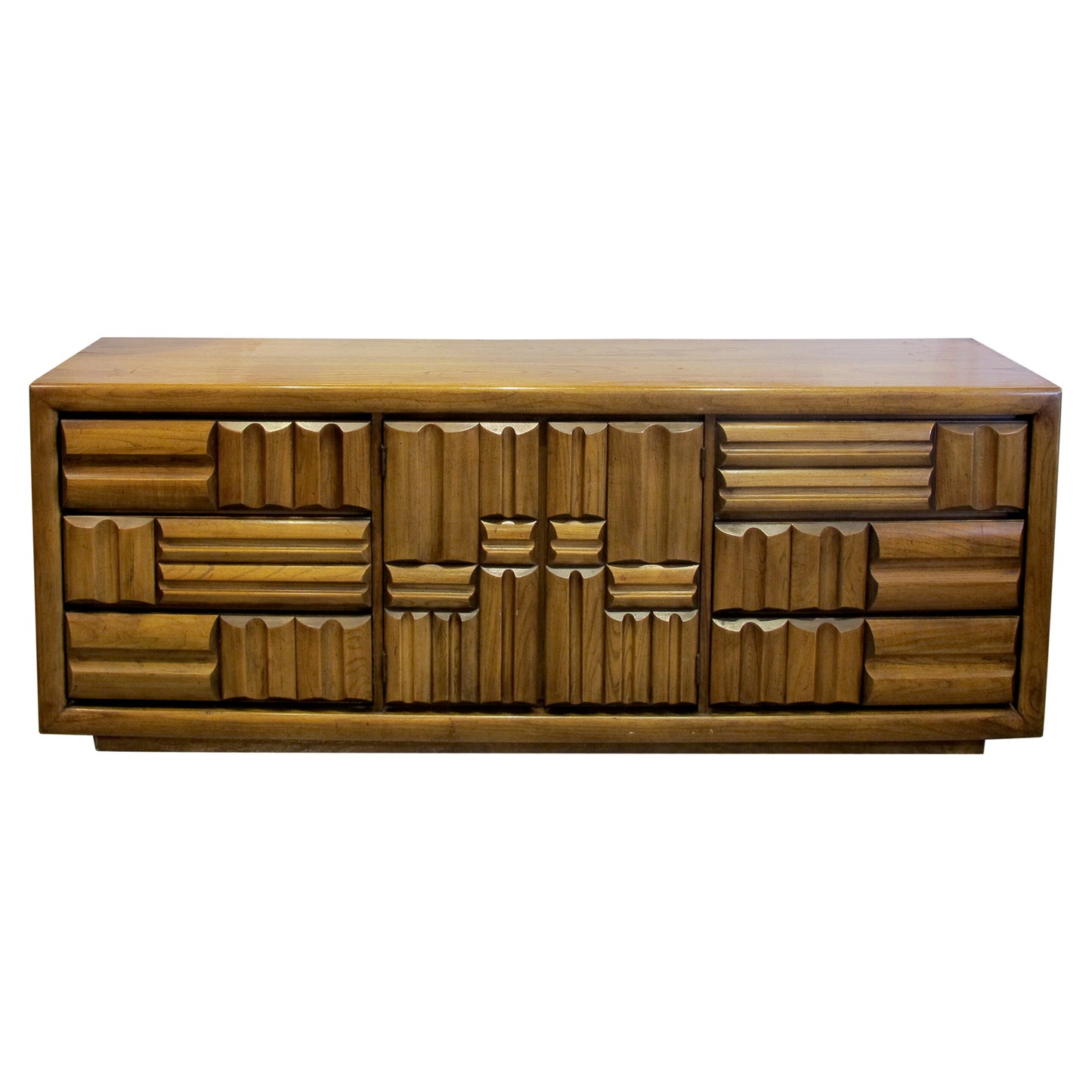 1960s Large “Brutalist” Walnut Sideboard/Credenza By Lane, American