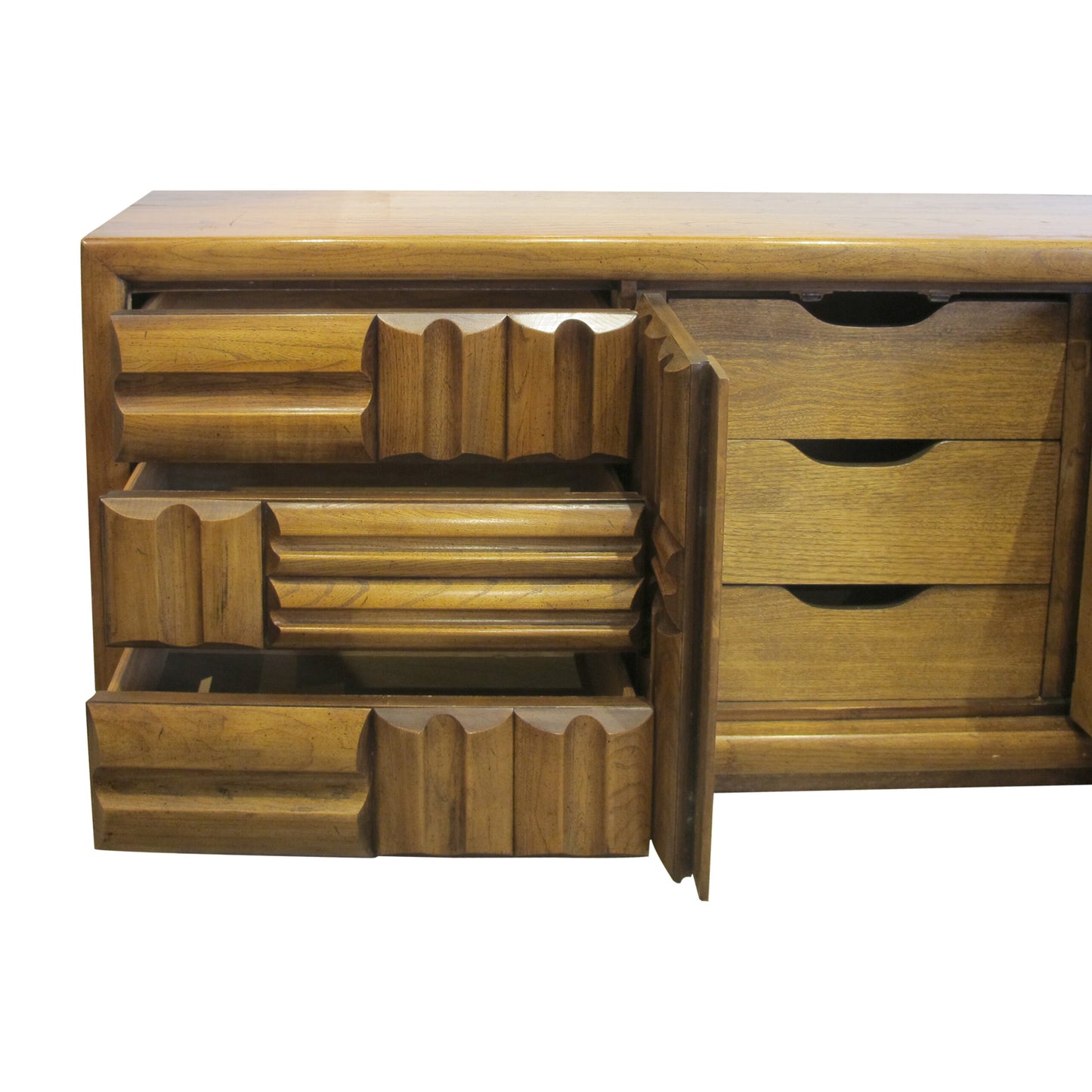 1960s Large “Brutalist” Walnut Sideboard/Credenza By Lane, American