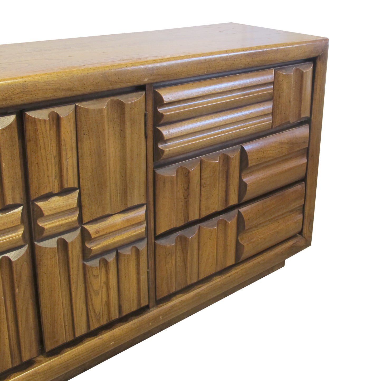 1960s Large “Brutalist” Walnut Sideboard/Credenza By Lane, American