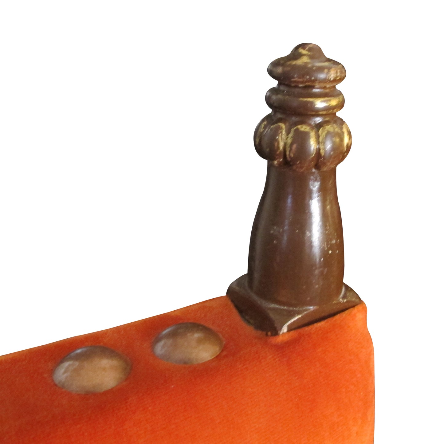 Early 1900s, Baroque Style Pair of Hall Chairs Upholstered in orange Velvet, Italian