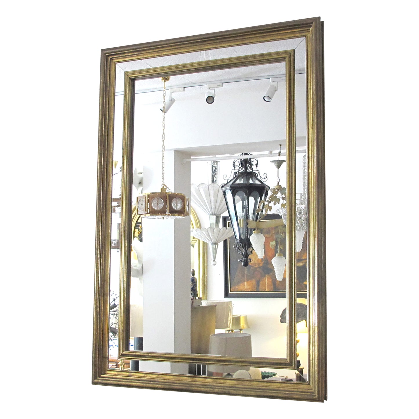 1970s Large Rectangular Brass-clad Multi-Sectional Mirror by R. Dubarry, Spanish