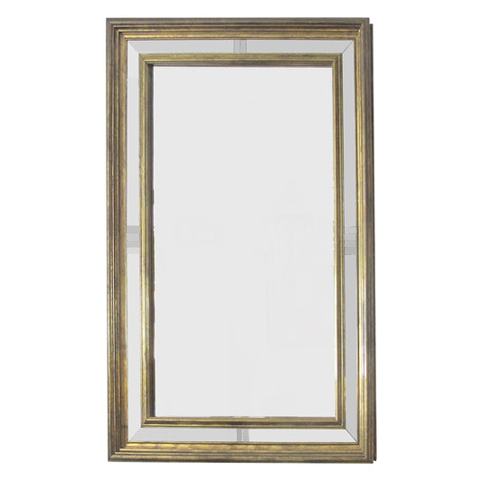 1970s Large Rectangular Brass-clad Multi-Sectional Mirror by R. Dubarry, Spanish