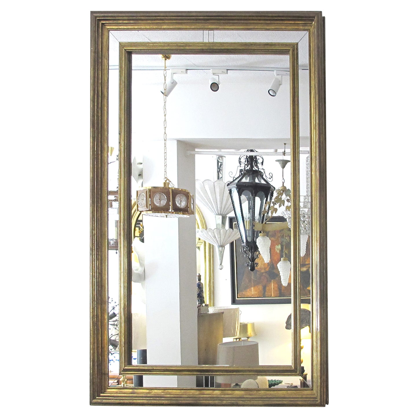 1970s Large Rectangular Brass-clad Multi-Sectional Mirror by R. Dubarry, Spanish